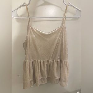 Cream colored velvet crop top